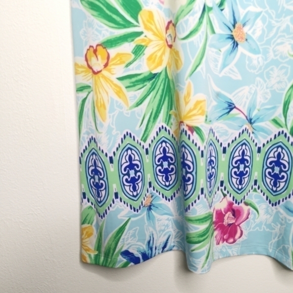 NWT Cappagallo Women’s Medium Erika Ice Blue  Floral Dress Tropical Lightweight - Picture 5 of 14